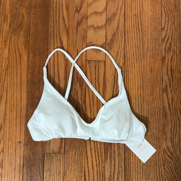 Andie Valencia Bikini Top Ribbed White size‎ S M NWT - Picture 3 of 7